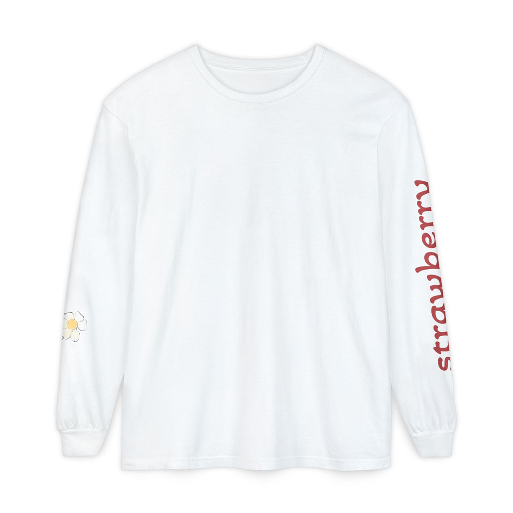 Strawberry Watercolor Long Sleeve T-Shirt | Fruit Sleeve Print
