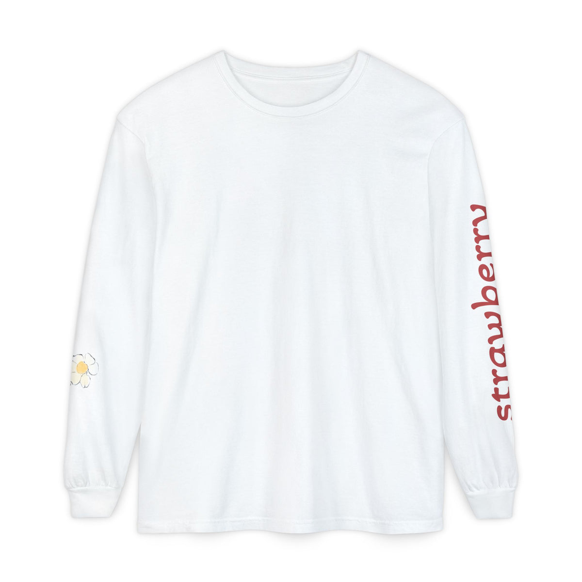 Strawberry Watercolor Long Sleeve T-Shirt | Fruit Sleeve Print