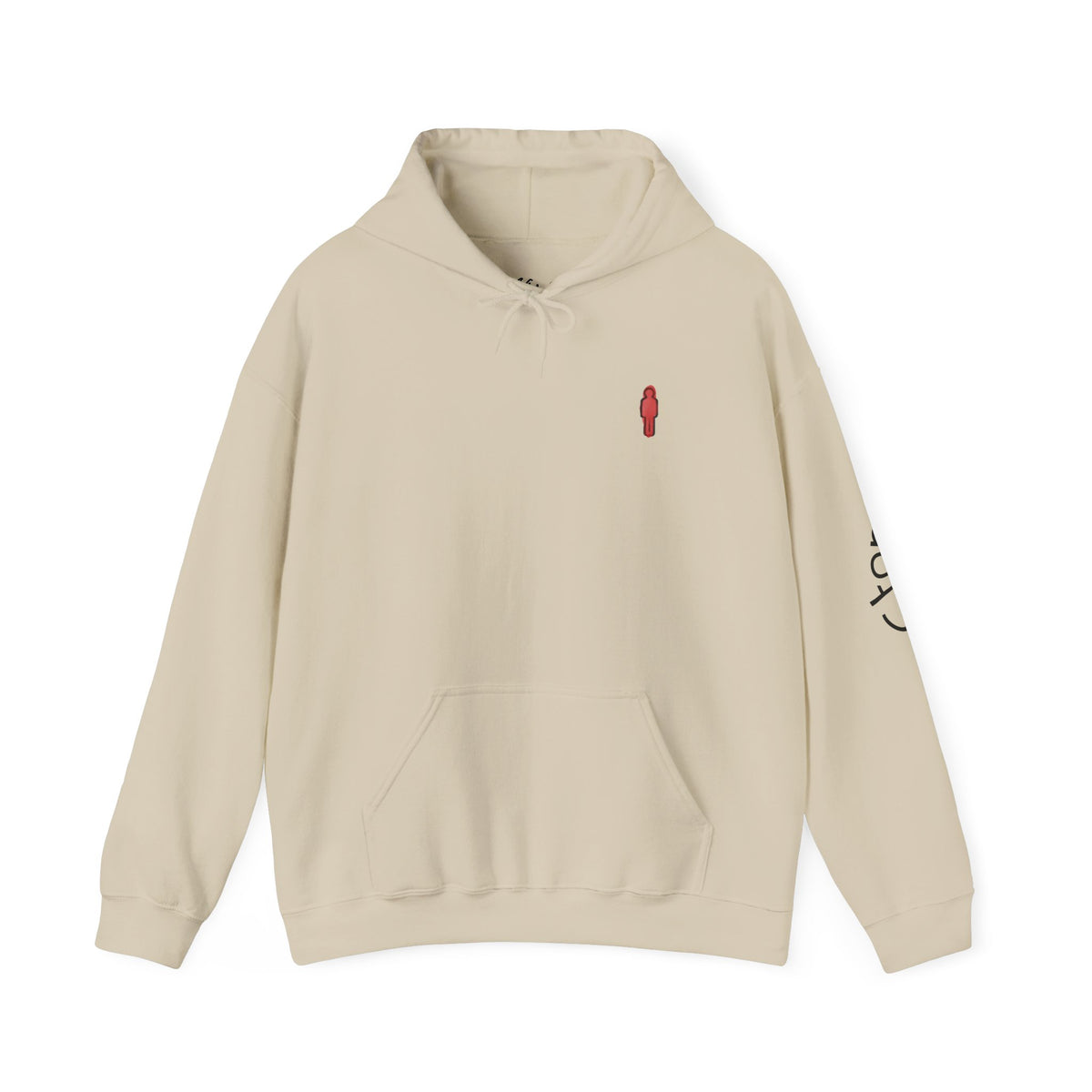 Minimal Streetwear Hoodie — Small Red Candle & Traffic Light Graphic