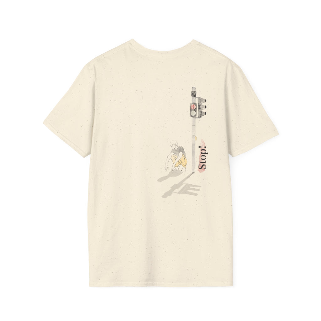 Minimal Pink Stick Figure Tee | Small Chest Logo T-Shirt