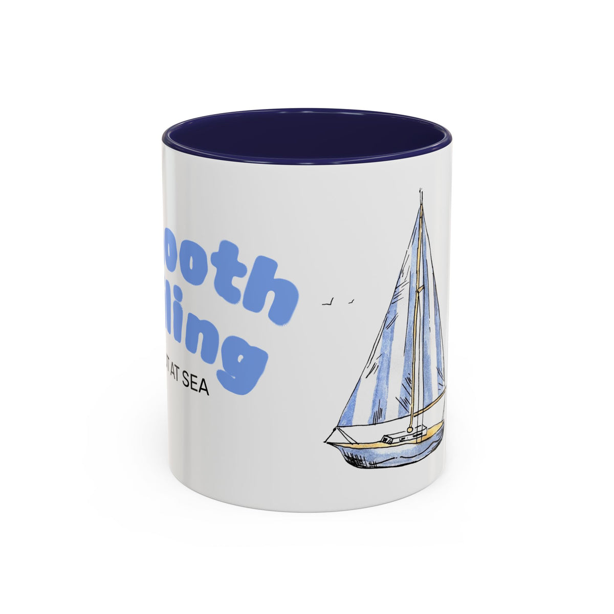 Sailboat Illustration Accent Coffee Mug | Nautical Sea Sailing Ceramic Mug