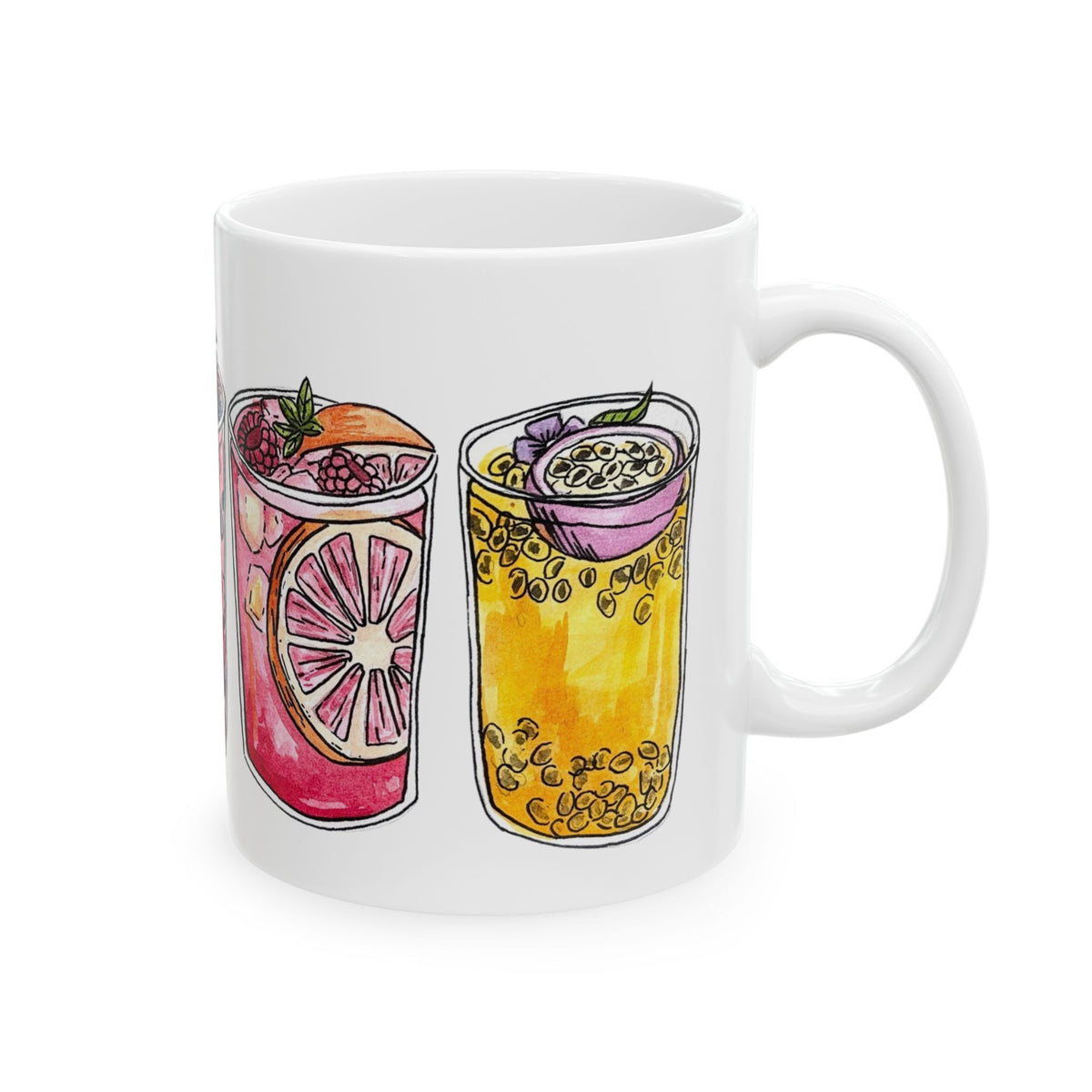 Summer Cocktail Illustration Mug | Ceramic Coffee Tea Cup