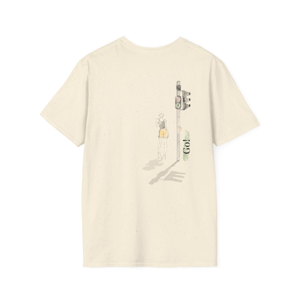 Minimal Green Walking Figure T-Shirt | Small Chest Embroidery