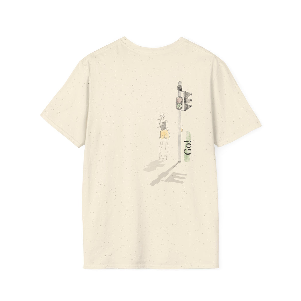 Minimal Green Walking Figure T-Shirt | Small Chest Embroidery
