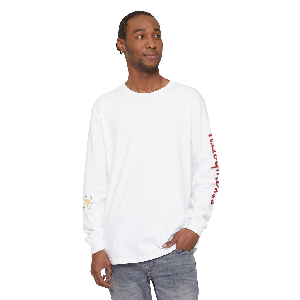 Strawberry Watercolor Long Sleeve T-Shirt | Fruit Sleeve Print