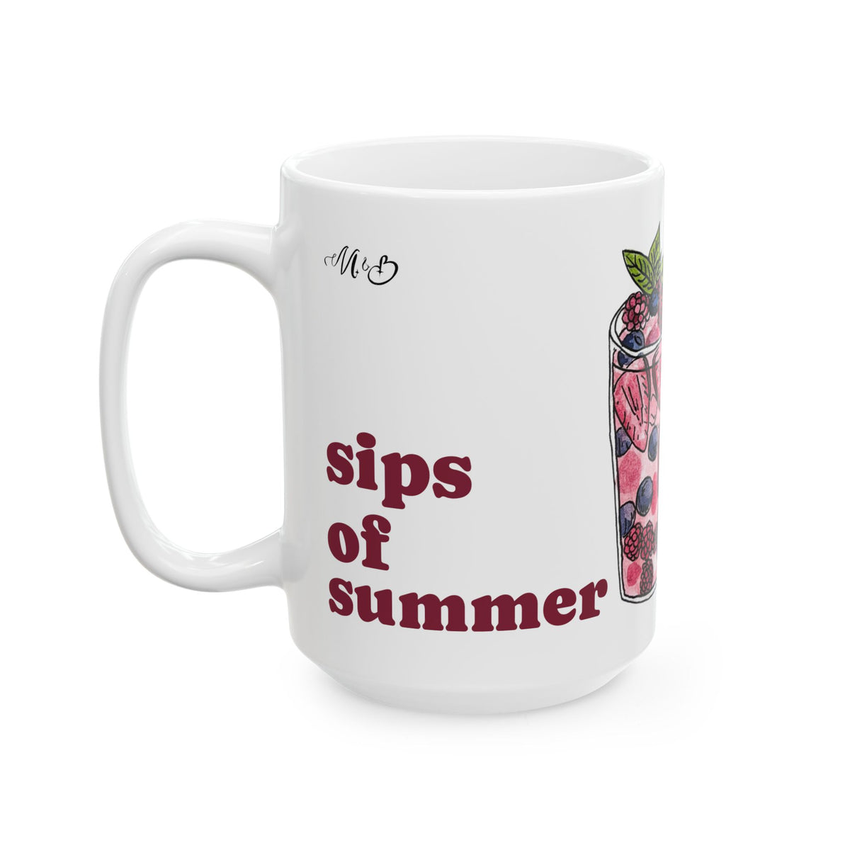 Summer Cocktail Illustration Mug | Ceramic Coffee Tea Cup