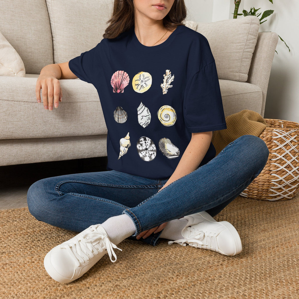 Watercolor Seashell Collection T-Shirt | Coastal Beach Shells
