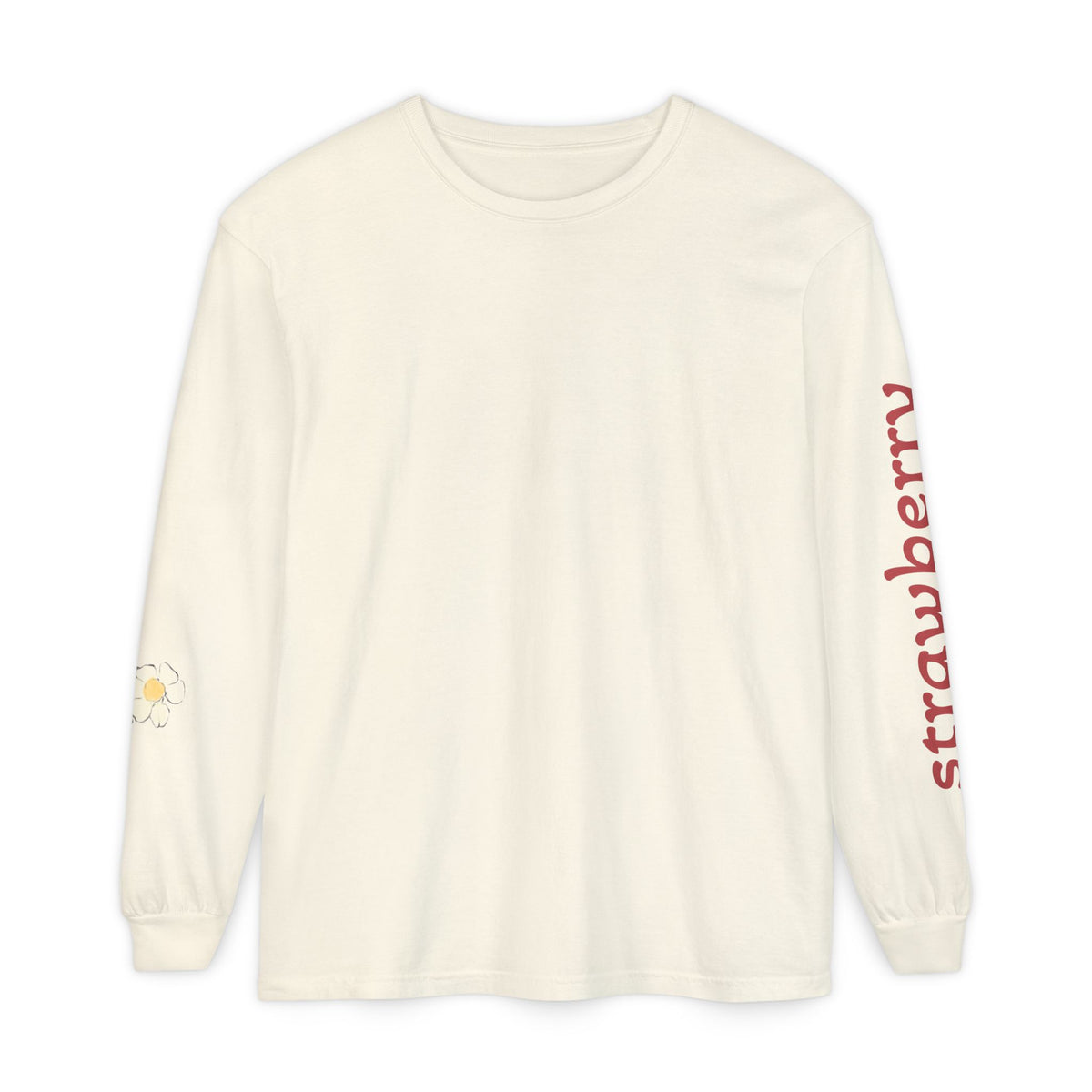 Strawberry Watercolor Long Sleeve T-Shirt | Fruit Sleeve Print