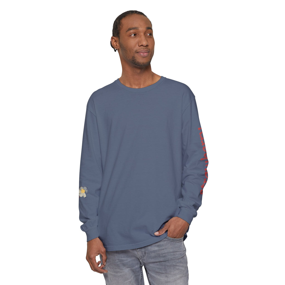 Strawberry Watercolor Long Sleeve T-Shirt | Fruit Sleeve Print