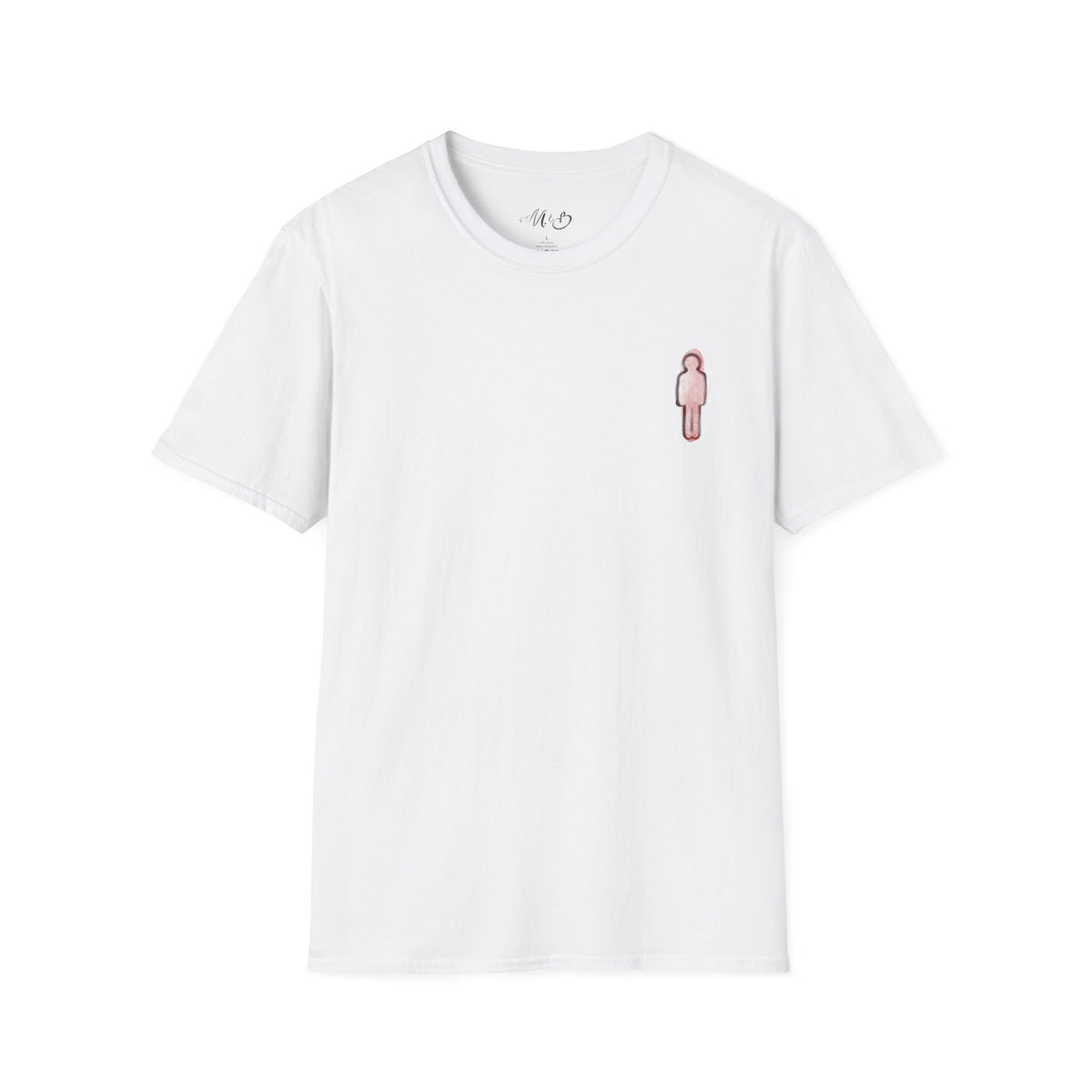 Minimal Pink Stick Figure Tee | Small Chest Logo T-Shirt