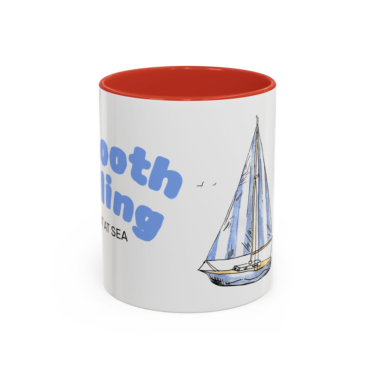 Sailboat Illustration Accent Coffee Mug | Nautical Sea Sailing Ceramic Mug