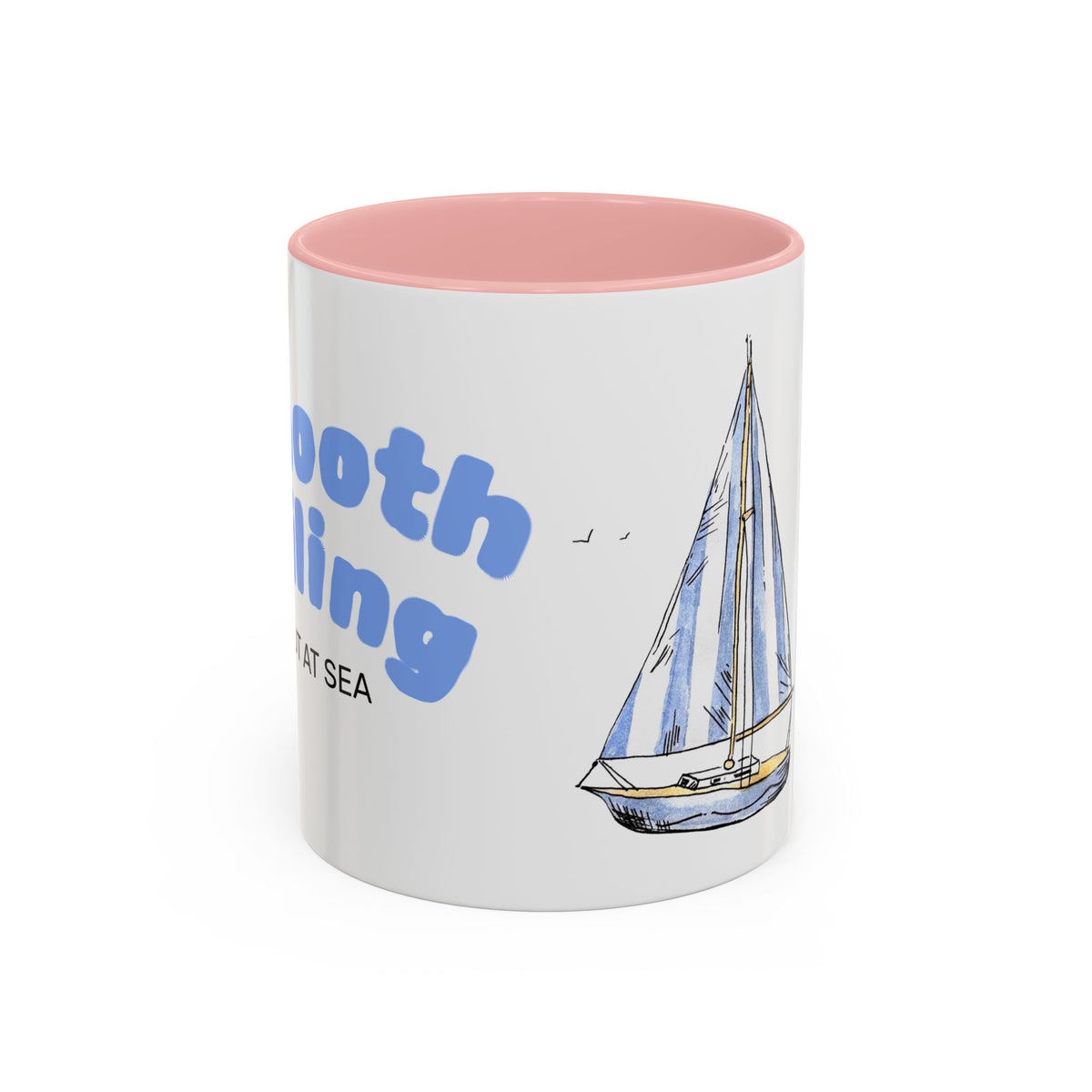 Sailboat Illustration Accent Coffee Mug | Nautical Sea Sailing Ceramic Mug