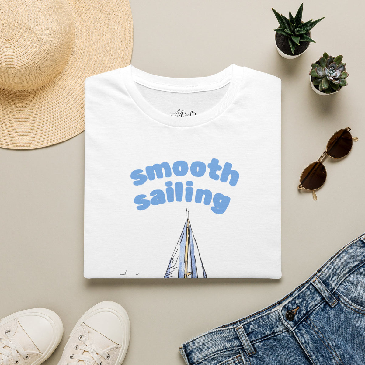 Smooth Sailing Sailboat T-Shirt | Nautical Blue Graphic Tee