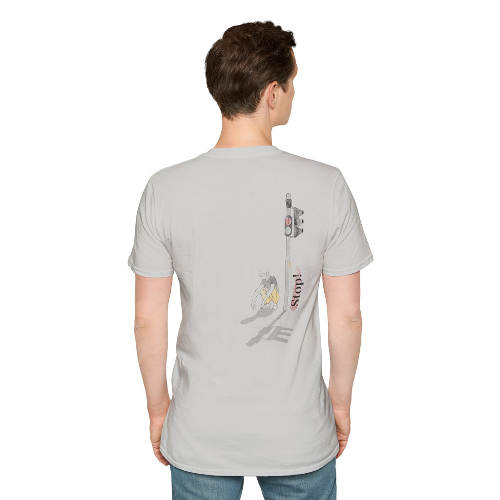 Minimal Pink Stick Figure Tee | Small Chest Logo T-Shirt