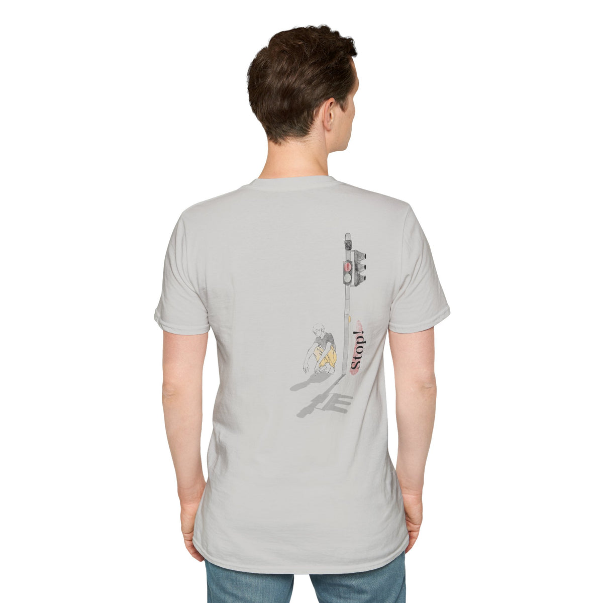 Minimal Pink Stick Figure Tee | Small Chest Logo T-Shirt