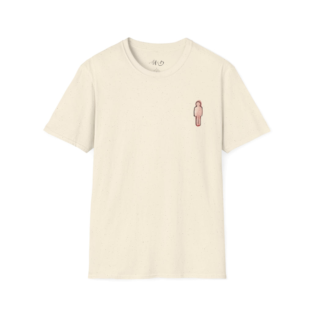Minimal Pink Stick Figure Tee | Small Chest Logo T-Shirt
