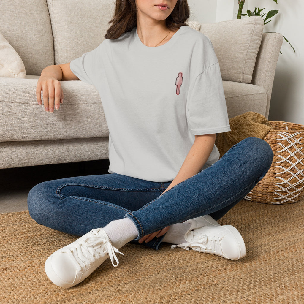 Minimal Pink Stick Figure Tee | Small Chest Logo T-Shirt