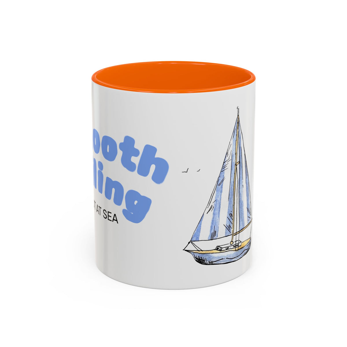 Sailboat Illustration Accent Coffee Mug | Nautical Sea Sailing Ceramic Mug