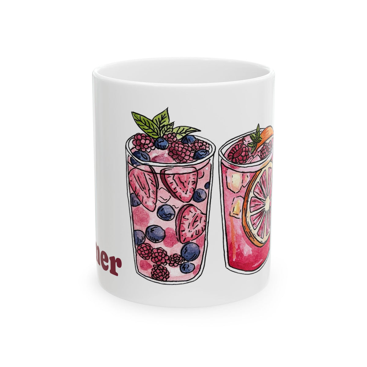 Summer Cocktail Illustration Mug | Ceramic Coffee Tea Cup
