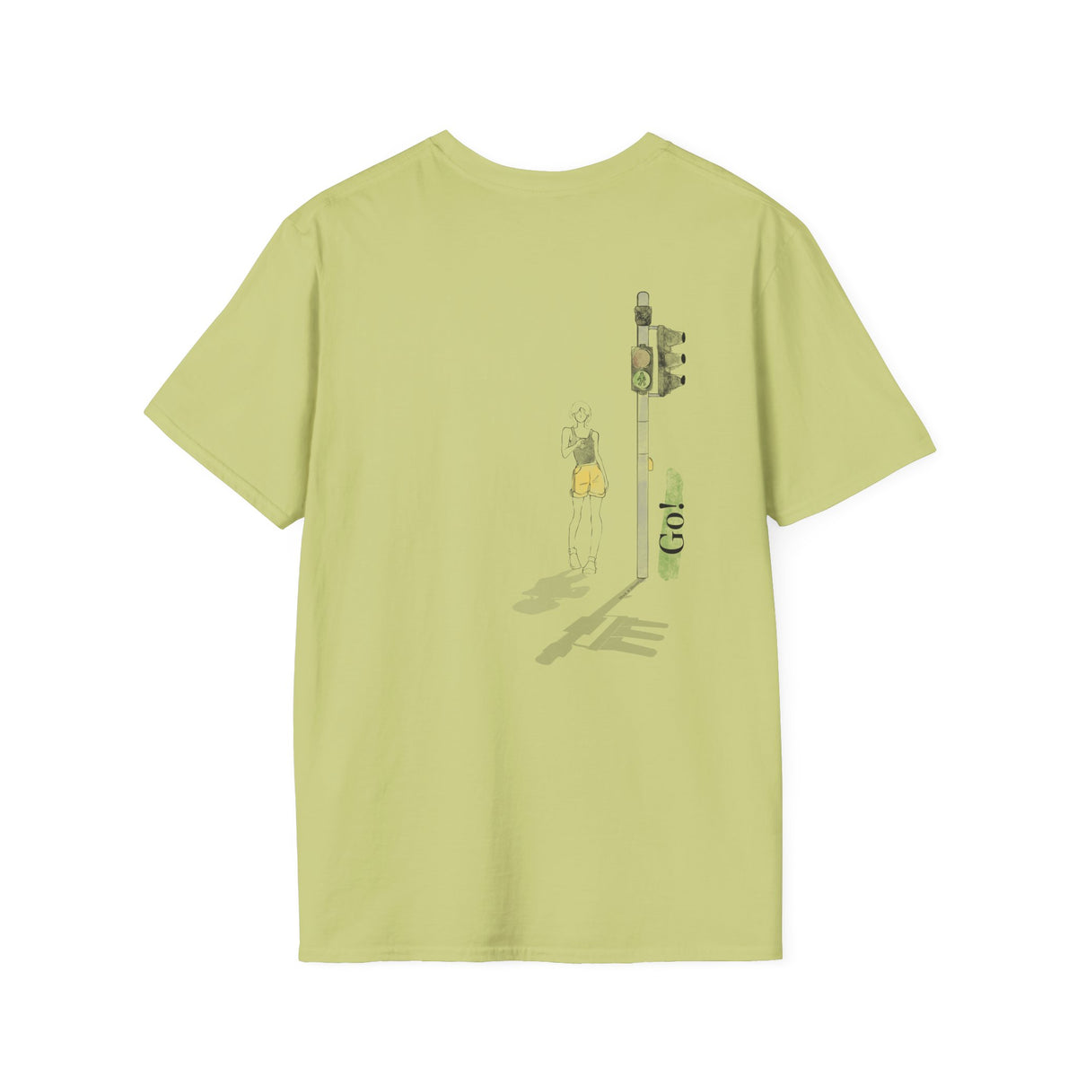 Minimal Green Walking Figure T-Shirt | Small Chest Embroidery