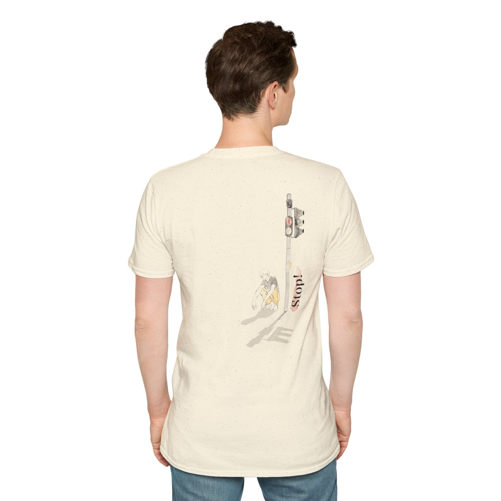 Minimal Pink Stick Figure Tee | Small Chest Logo T-Shirt