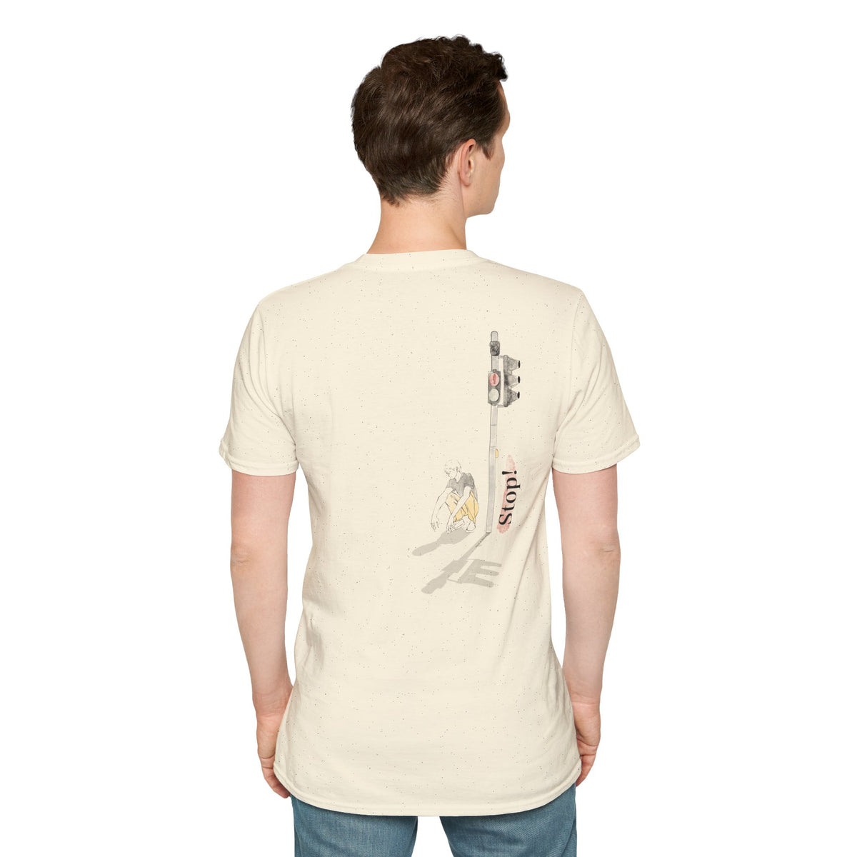 Minimal Pink Stick Figure Tee | Small Chest Logo T-Shirt