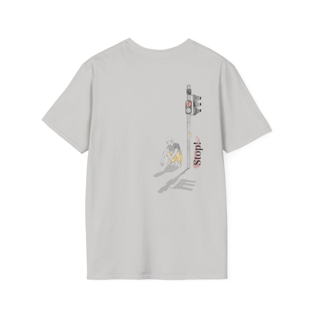 Minimal Pink Stick Figure Tee | Small Chest Logo T-Shirt