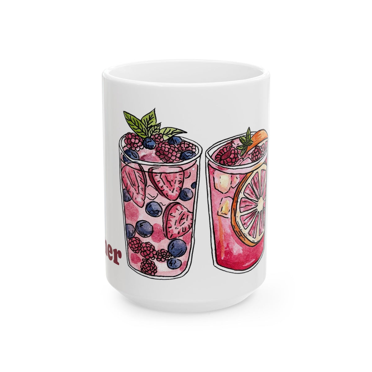 Summer Cocktail Illustration Mug | Ceramic Coffee Tea Cup