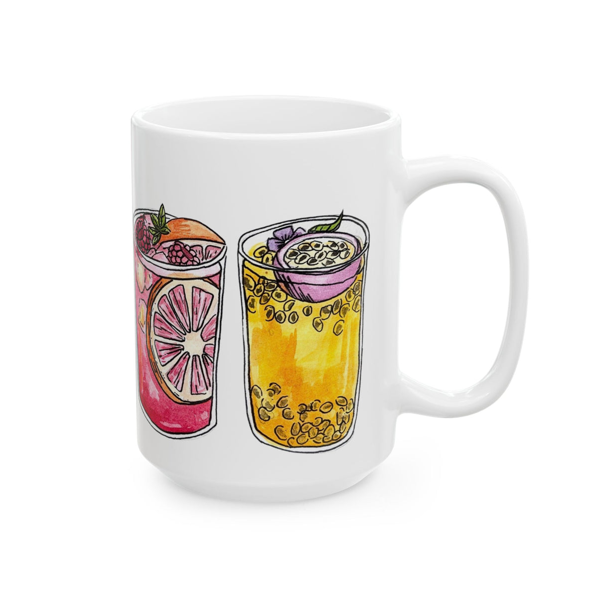 Summer Cocktail Illustration Mug | Ceramic Coffee Tea Cup
