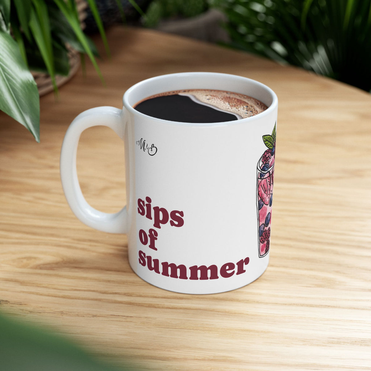 Summer Cocktail Illustration Mug | Ceramic Coffee Tea Cup