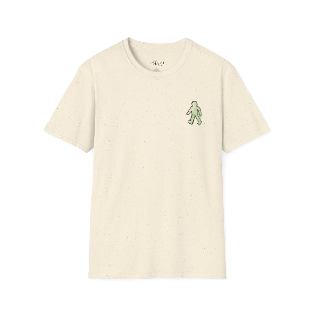 Minimal Green Walking Figure T-Shirt | Small Chest Embroidery