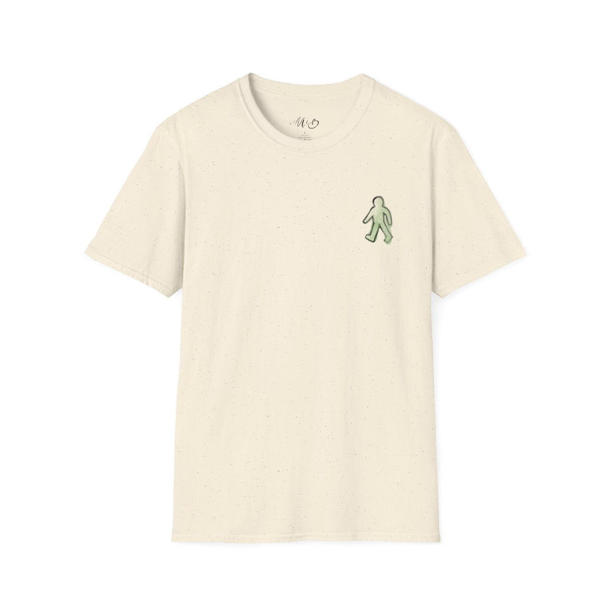 Minimal Green Walking Figure T-Shirt | Small Chest Embroidery