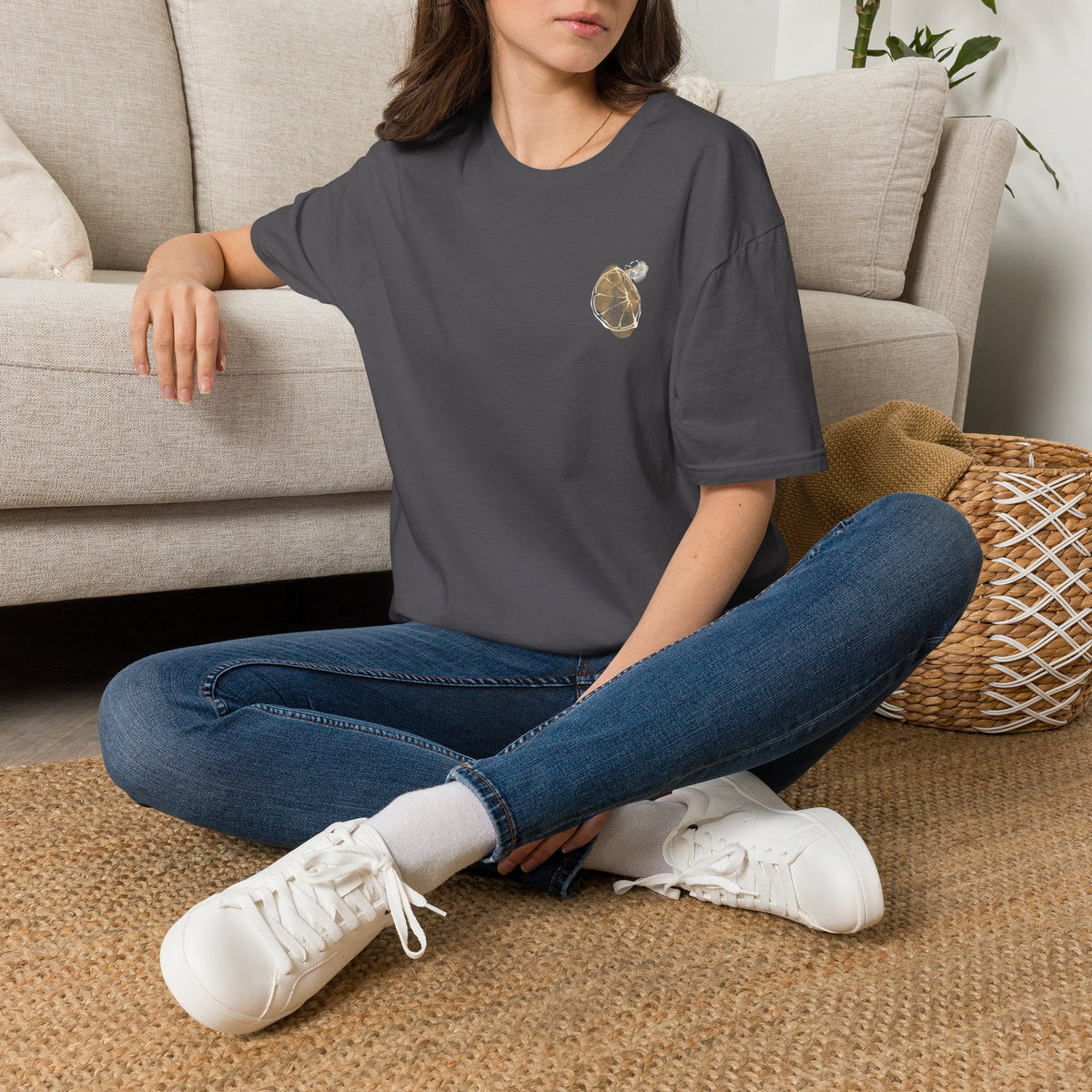Blank Charcoal Tee T-Shirt | Plain Minimal Crewneck Shirt