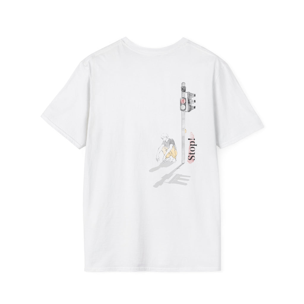 Minimal Pink Stick Figure Tee | Small Chest Logo T-Shirt
