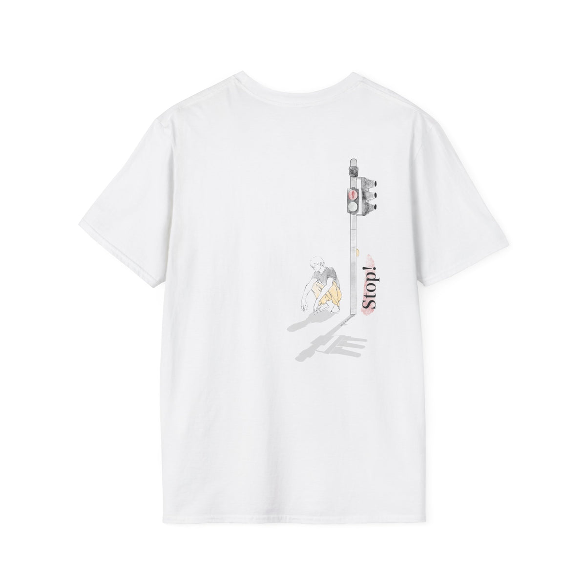 Minimal Pink Stick Figure Tee | Small Chest Logo T-Shirt
