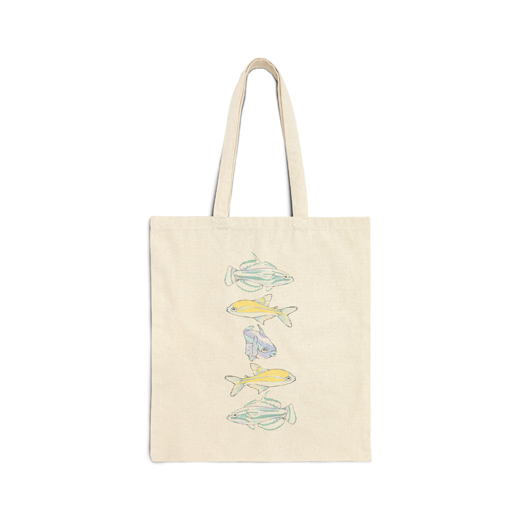 Watercolor Tropical Fish Tote Bag | Beach Ocean Sea Life Canvas